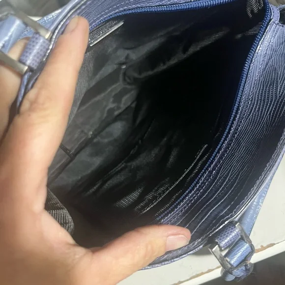 Talbots Alligator Print Leather Handbag Made in Italy. Brilliant Blue! - Picture 5 of 6